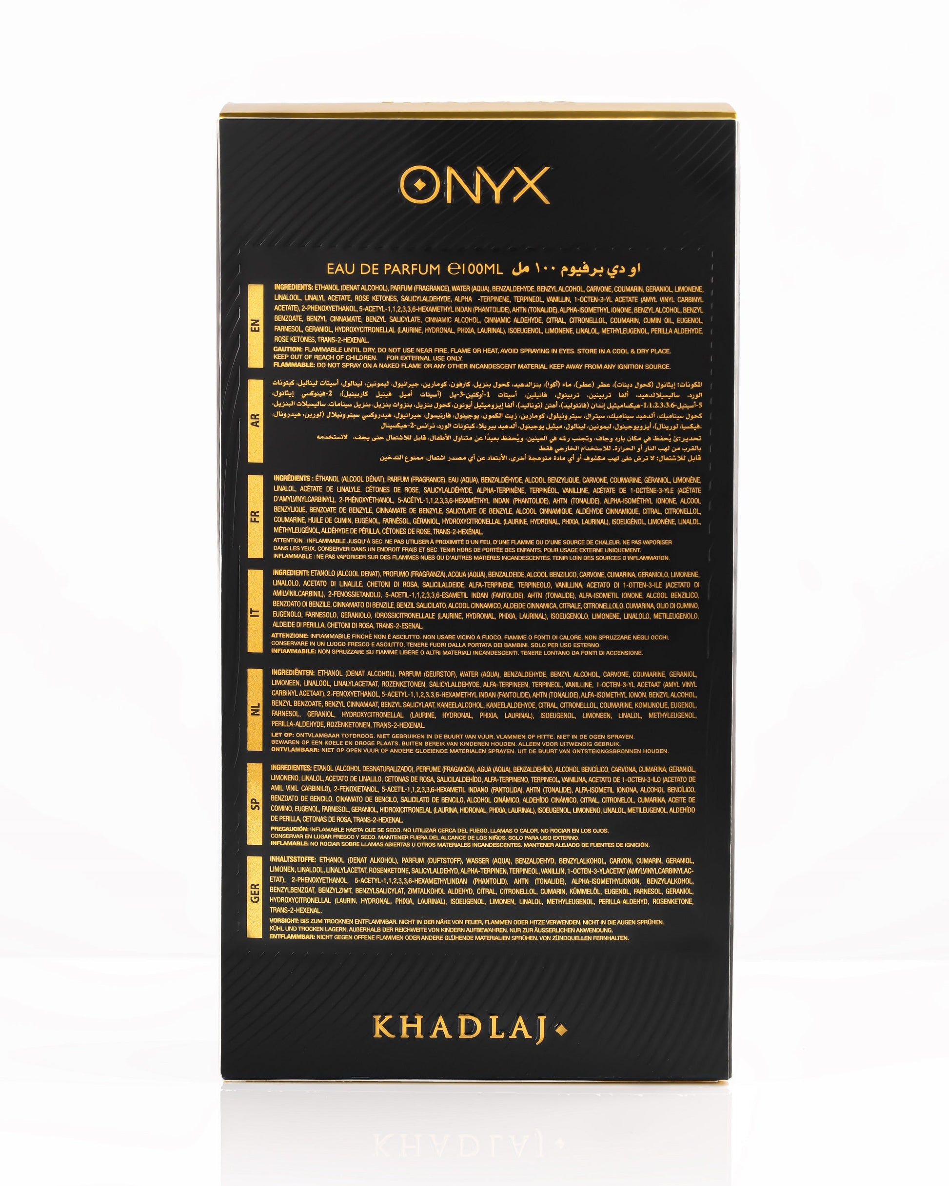 Khadlaj Onyx Gold 100ml Eau de Parfum for Men - Estilo Fresco Dubai